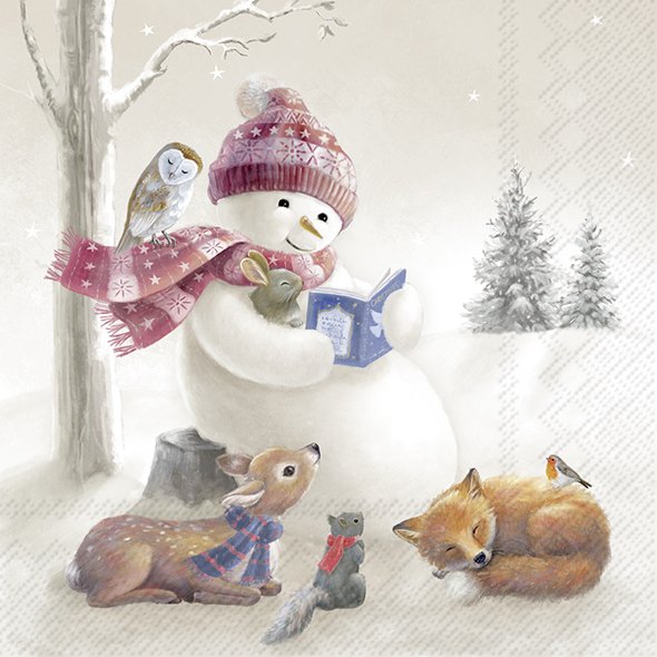 Guardanapos de papel Boneco de neve a ler para os animais Cocktail- IHR Guardanapos de papel Boneco de neve a ler para os animais Cocktail- IHR