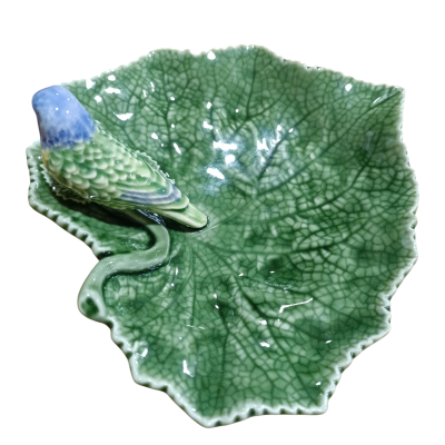 Folha com Pássaro Azul - Bordallo Pinheiro