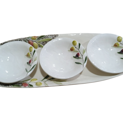 Conjunto  Travessa + 3 taças - Coleção Olival  - Bordallo Pinheiro