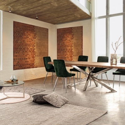 Mesa Madeira e Inox Extensível