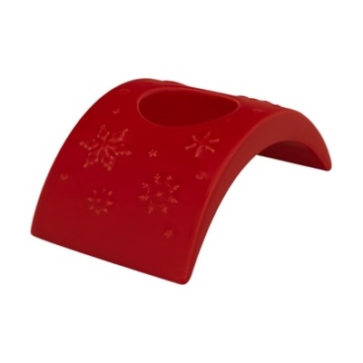 Suporte vermelho com padrão de flocos de neve e abertura oval