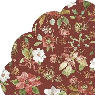 Guardanapos de papel redondos Flores varias em bordeaux -  IHR