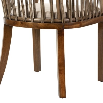 POLTRONA RATTAN MADEIRA COM ALMOFADA BEGE 60x56x76 CM POLTRONA RATTAN MADEIRA COM ALMOFADA BEGE 60x56x76 CM