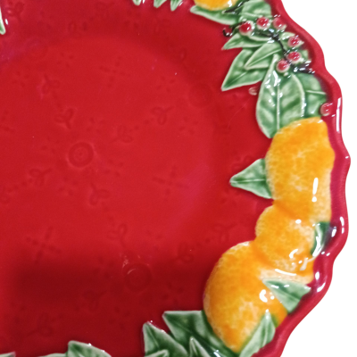 Prato Sobremesa 22 - Coleção  Coroa de Natal - Bordallo Pinheiro