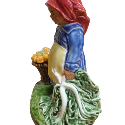 Menina com repolho e cesto laranjas tinteiro -  Coleção tinteiro  - Bordallo Pinheiro