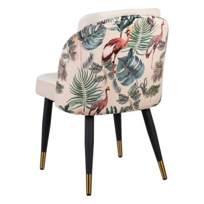 Cadeira pavão bege tecido-metal 51x52x82 cm