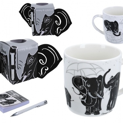 Caneca de Elefante com Bloco e caneta