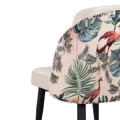 Cadeira pavão bege tecido-metal 51x52x82 cm