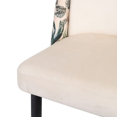 Cadeira pavão bege tecido-metal 51x52x82 cm