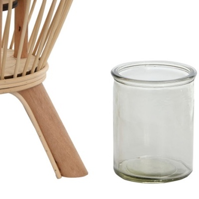 PORTA-VELA RATTAN VIDRO 31X31X46 NATURAL