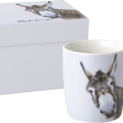 Caixa com caneca de porcelana do burrinho 300ml -  Ø8,5X9,5 cm - IHR