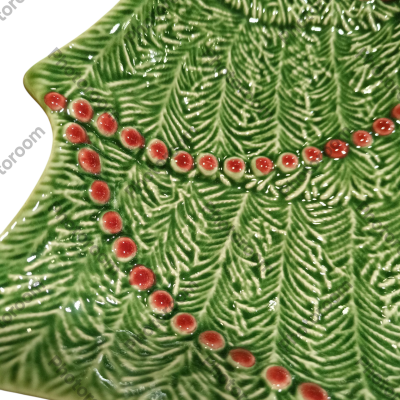 Taça Árvore Natal 27,5 Verde/Vermelho - Coleção Natal -  Bordallo Pinheiro