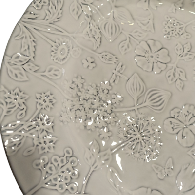 Prato Marcador 34.5cm Branco Antique -  Coleção Flora - Bordallo Pinheiro