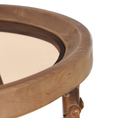 Mesa castanha metal-vidro 50x50x65 cm