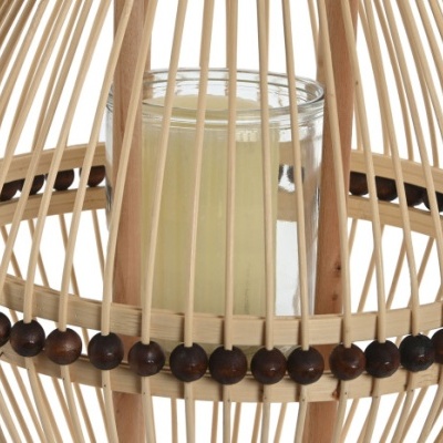 PORTA-VELA RATTAN VIDRO 31X31X46 NATURAL