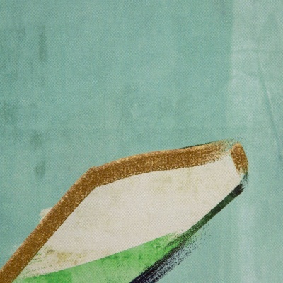 Quadro tela com moldura jarra flores estilizado verde agua