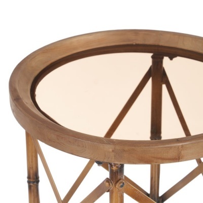 Mesa castanha metal-vidro 50x50x65 cm