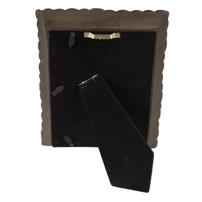 Moldura castanha com suporte e gancho para pendurar