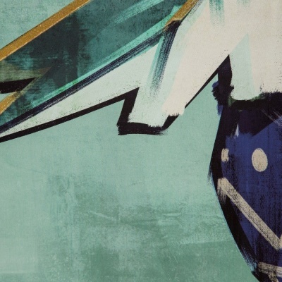 Quadro tela com moldura jarra flores estilizado verde agua