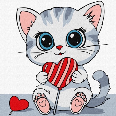 Gatinho com um coração