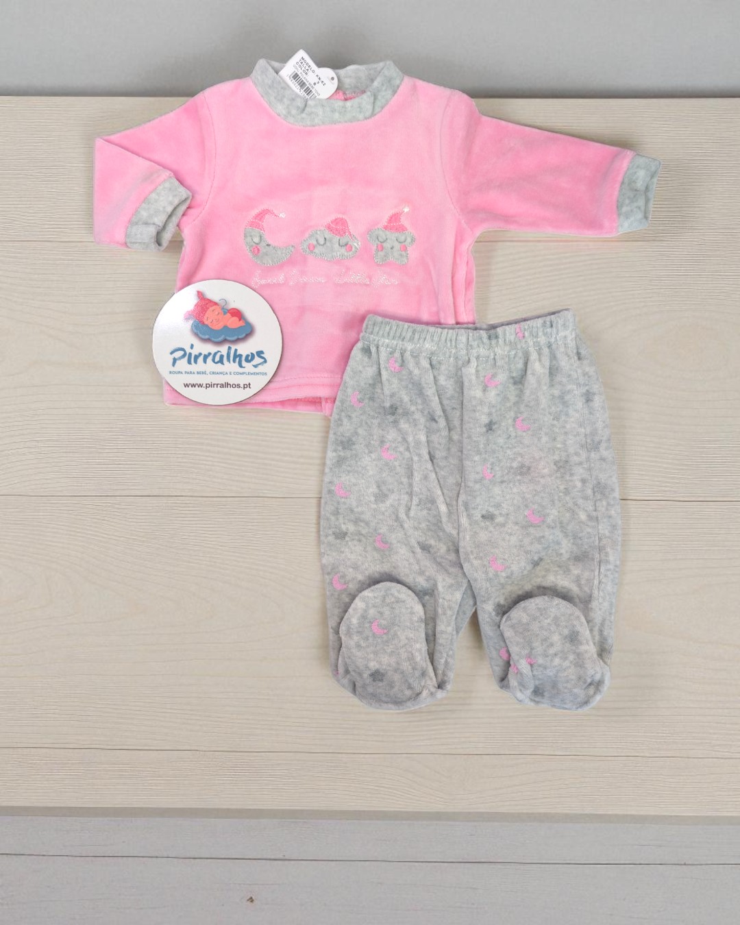 Pijama de duas peças de veludo Lua, nuvem e estrela