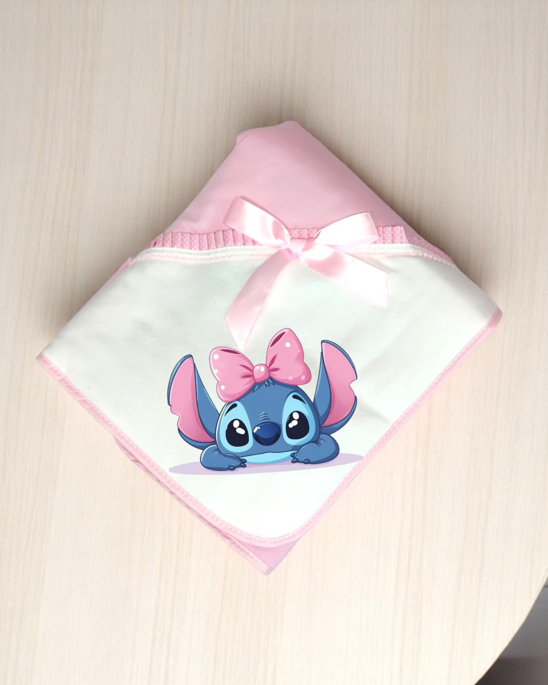 Manta de algodão Stitch com laço - Exclusivo PIRRALHOS - 6 Cores à escolha