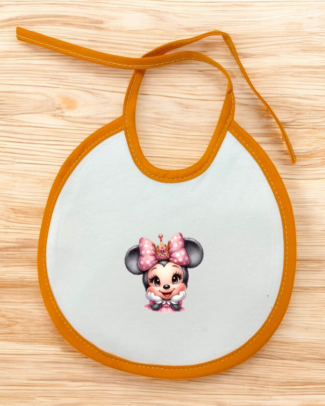 Babete impermeável redondo Minnie Coroa - 12 cores à escolha, Exclusivo Pirralhos