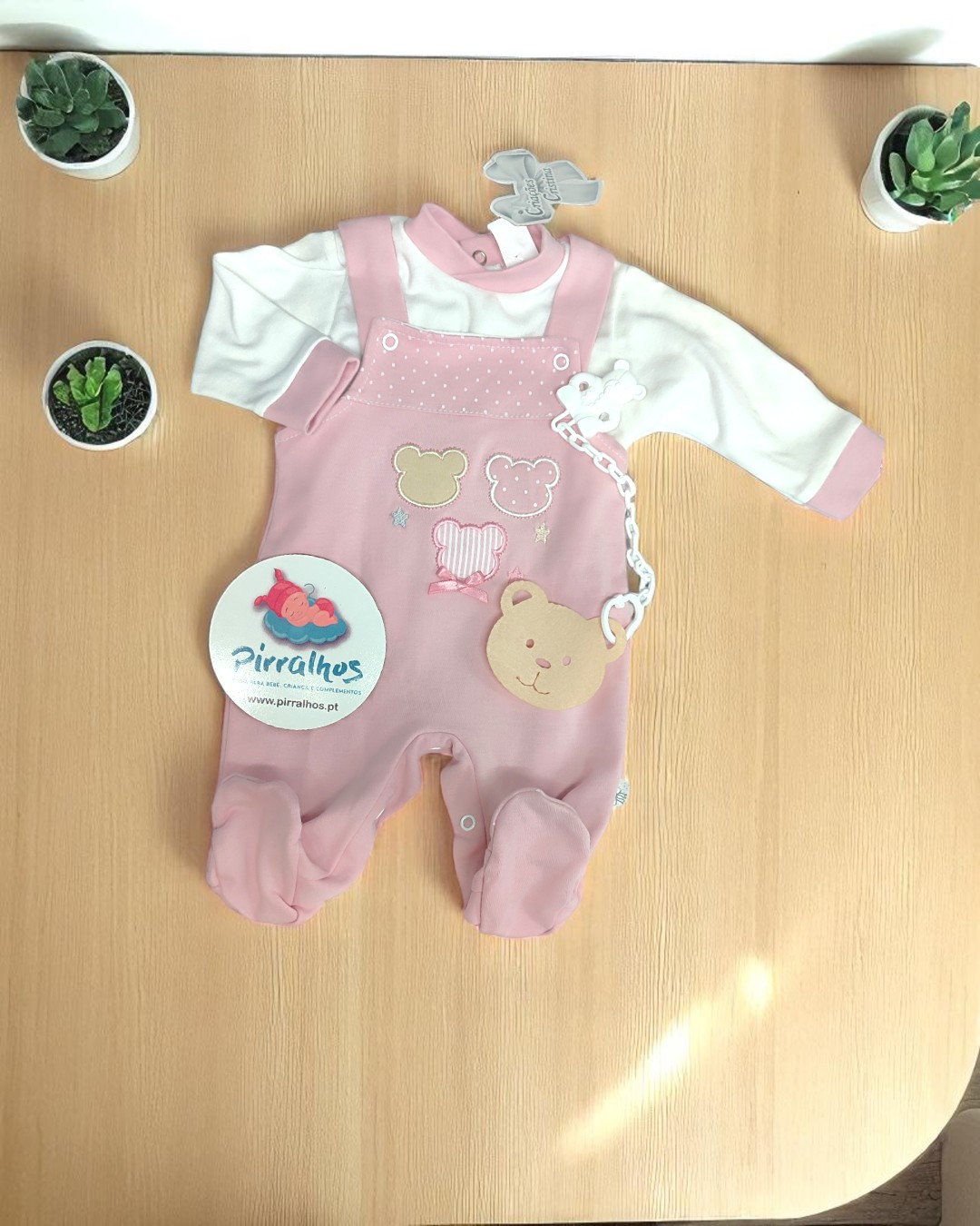 Jardineira de algodão Carita Minnie