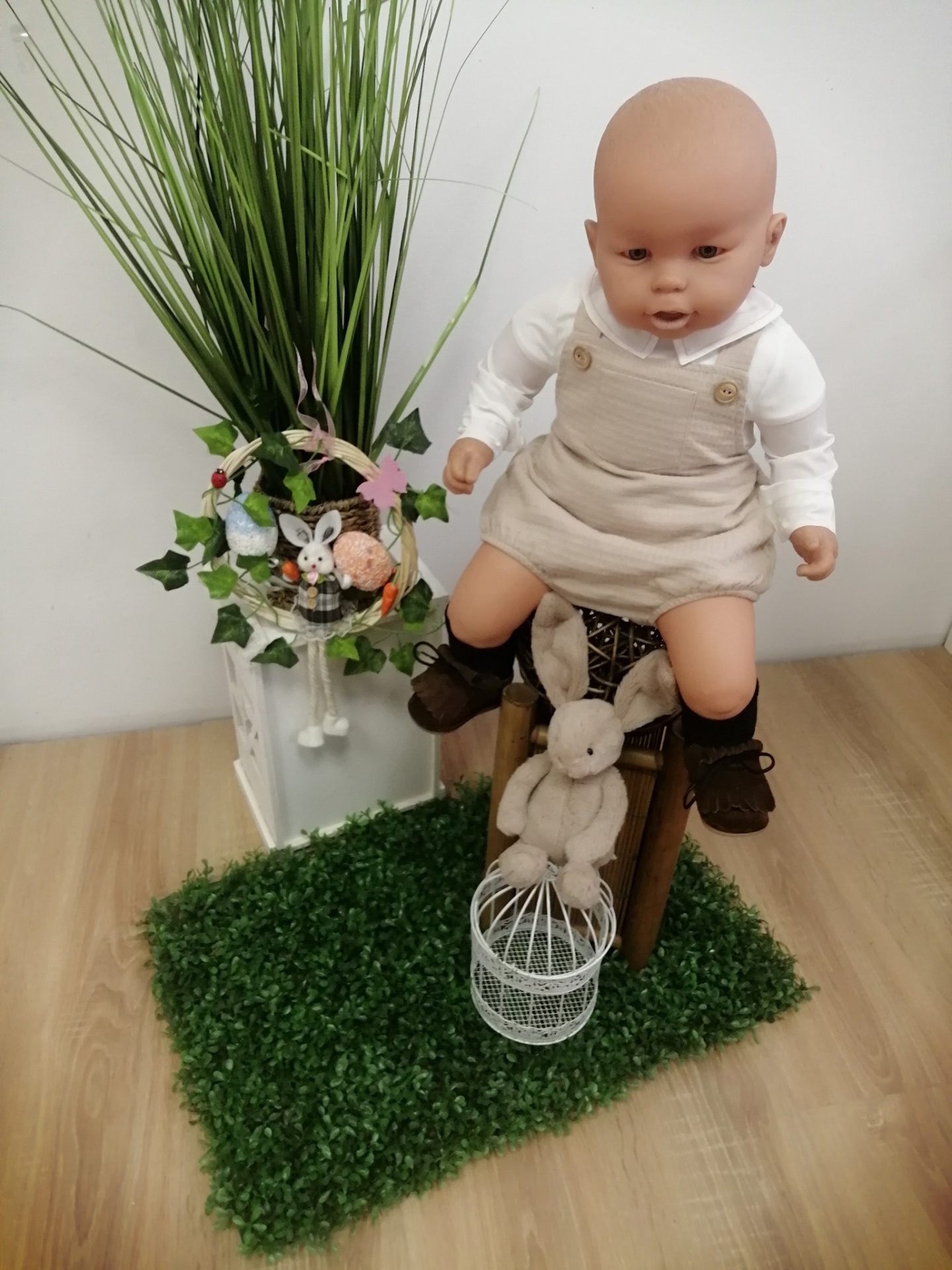 Conjunto Jardineira (algodão orgânico) e camisa