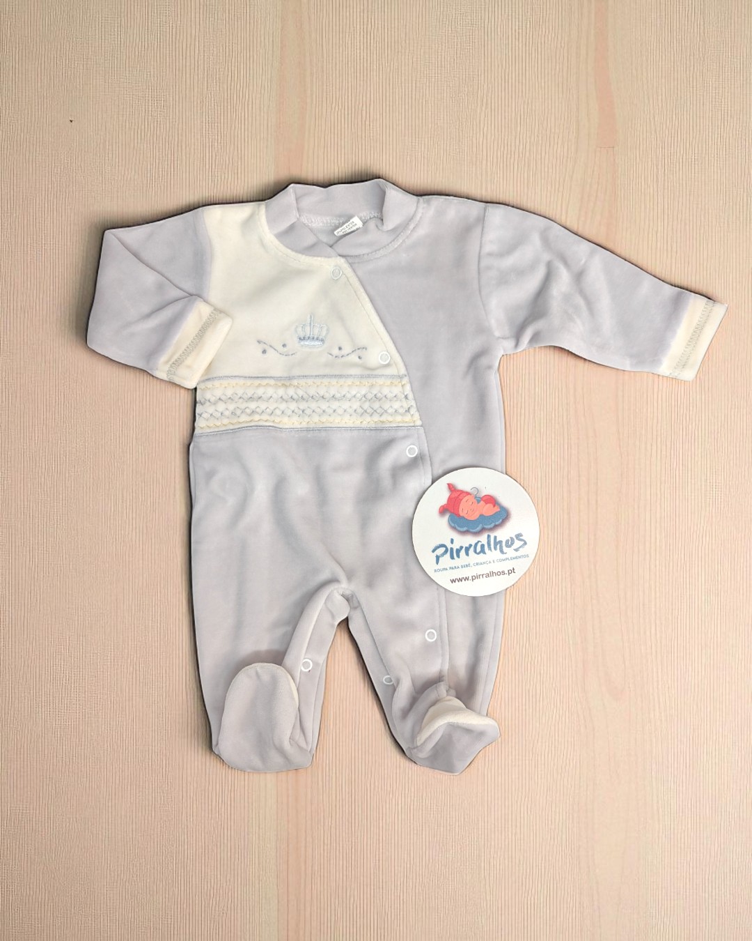 Babygrow de veludo Coroa