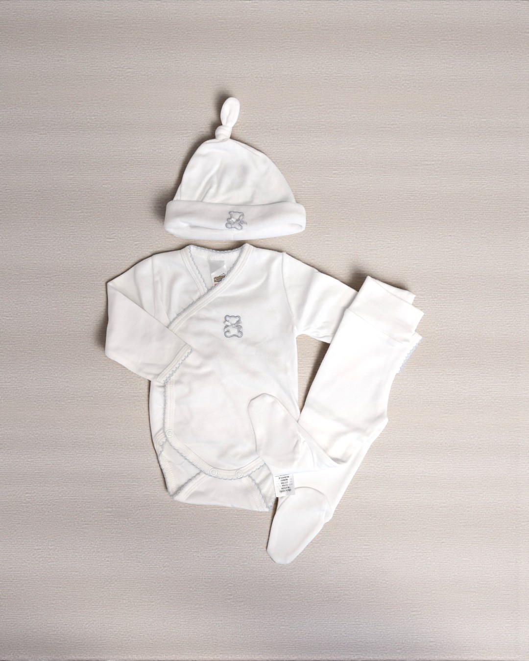 Body com calça e gorro cardado Ursinho