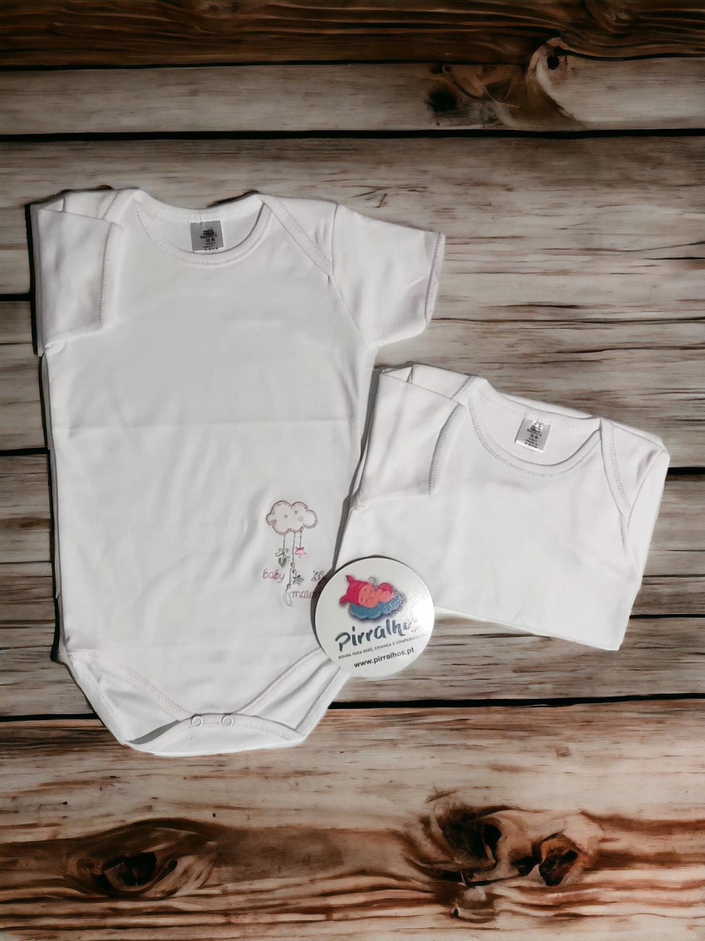 Body de algodão manga curta tema nuvem