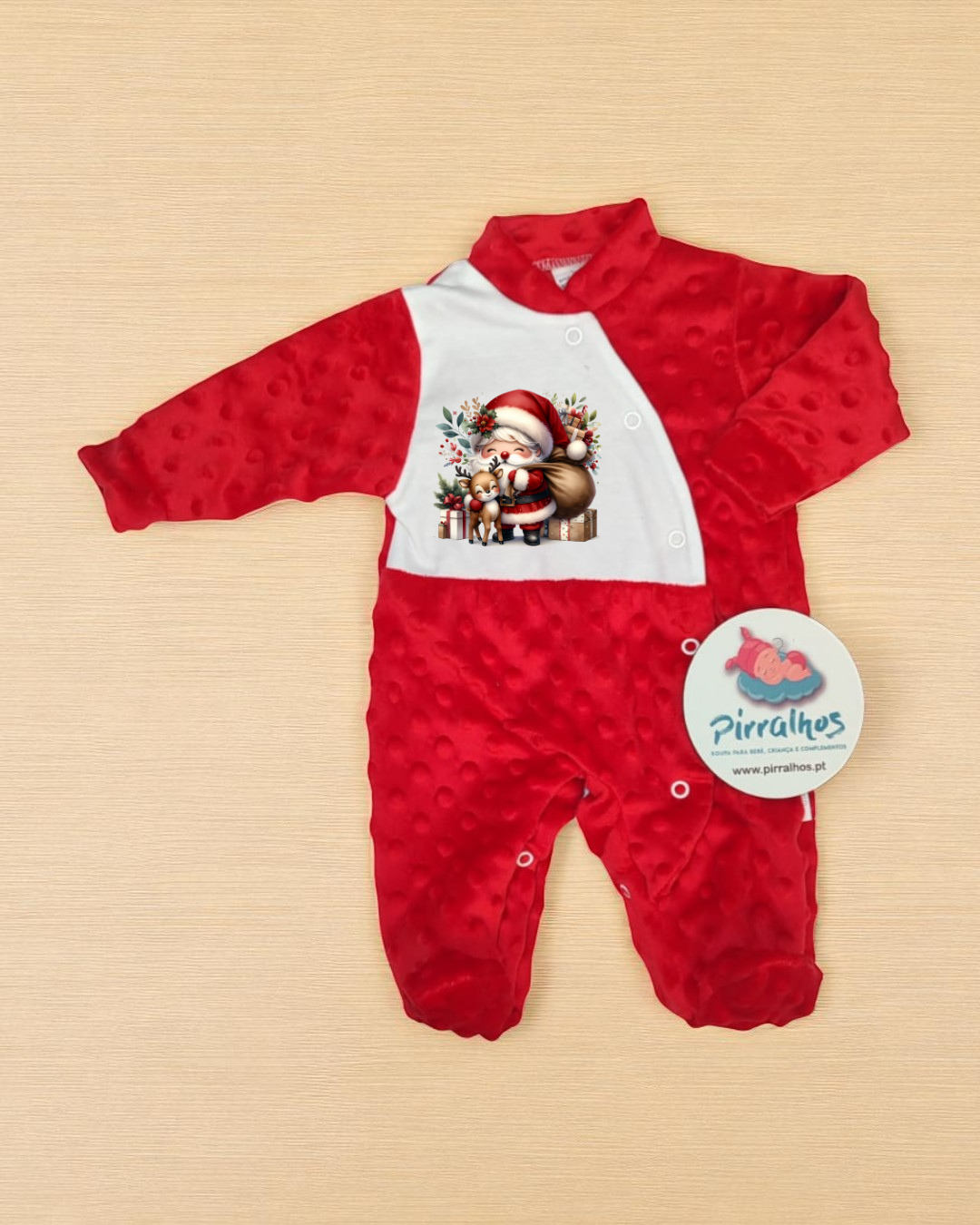 Babygrow de veludo Pipoca Pai Natal - EXCLUSIVO PIRRALHOS