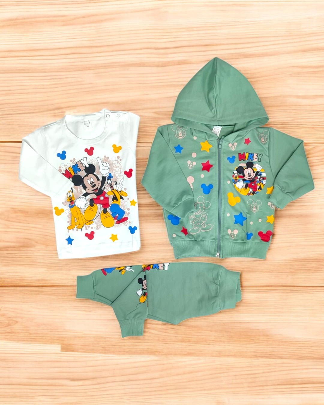 Conjunto de três peças Mickey e Pluto