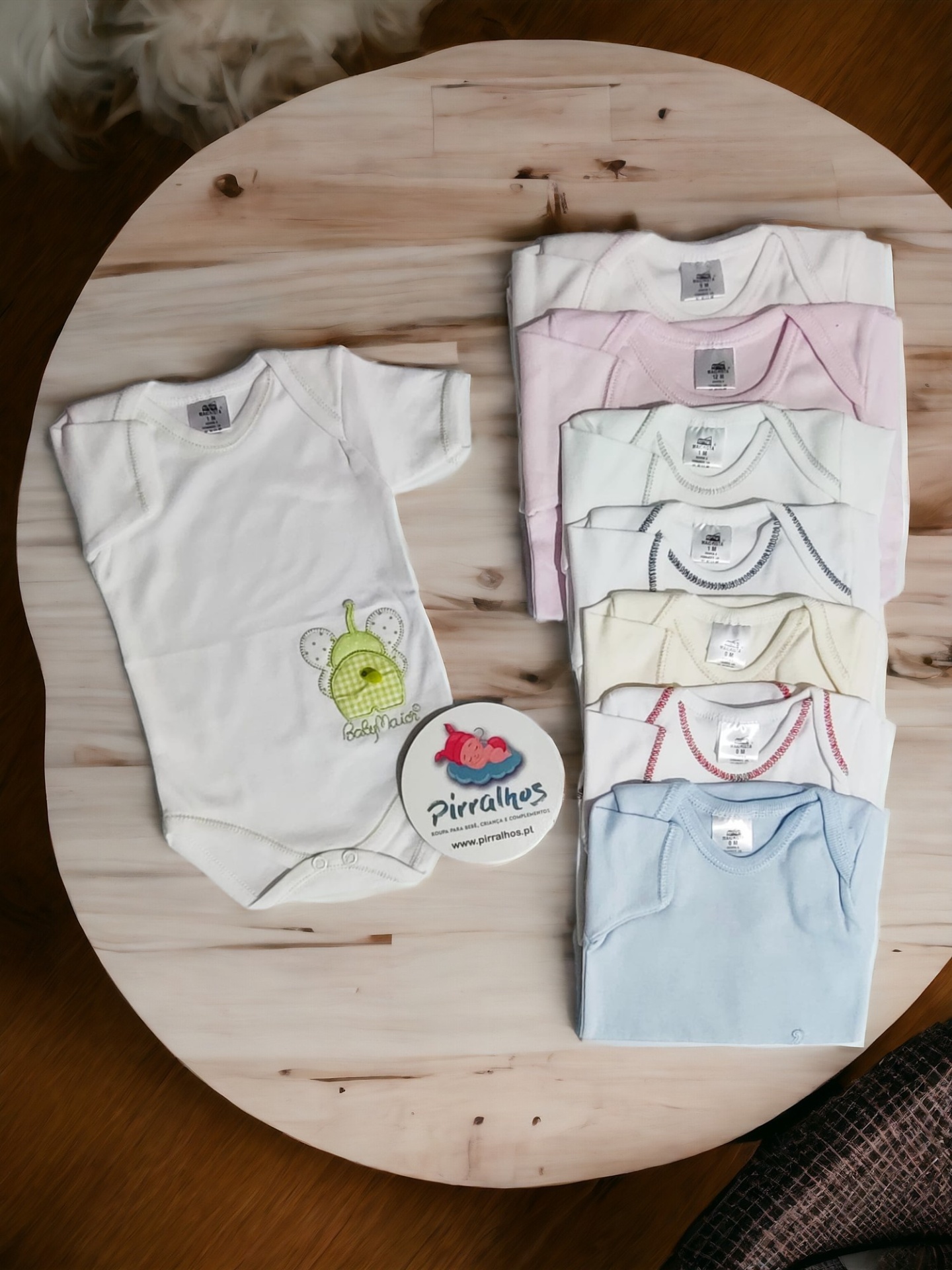 Body de algodão manga curta com elefante