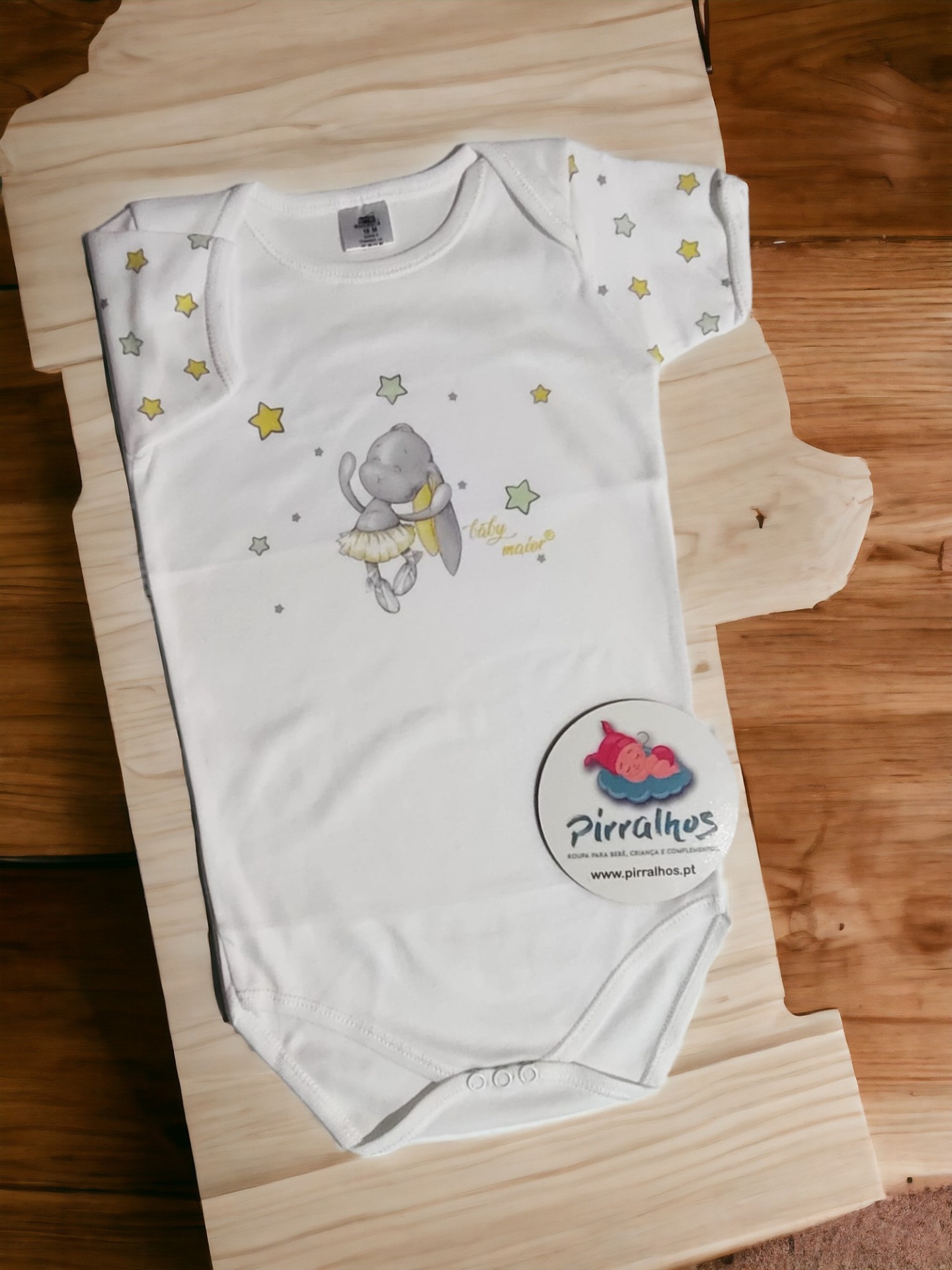 Body de algodão manga curta tema coelhinha bailarina