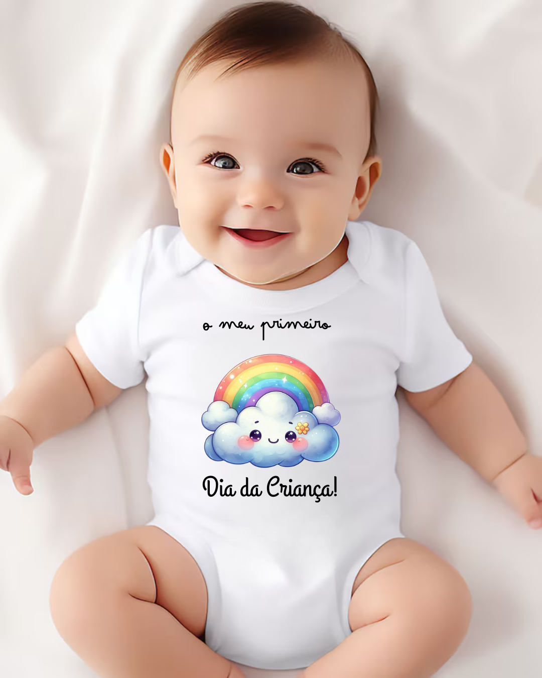 Body ou T-shirt - O meu primeiro Dia da Criança (nuvem e arco - íris)