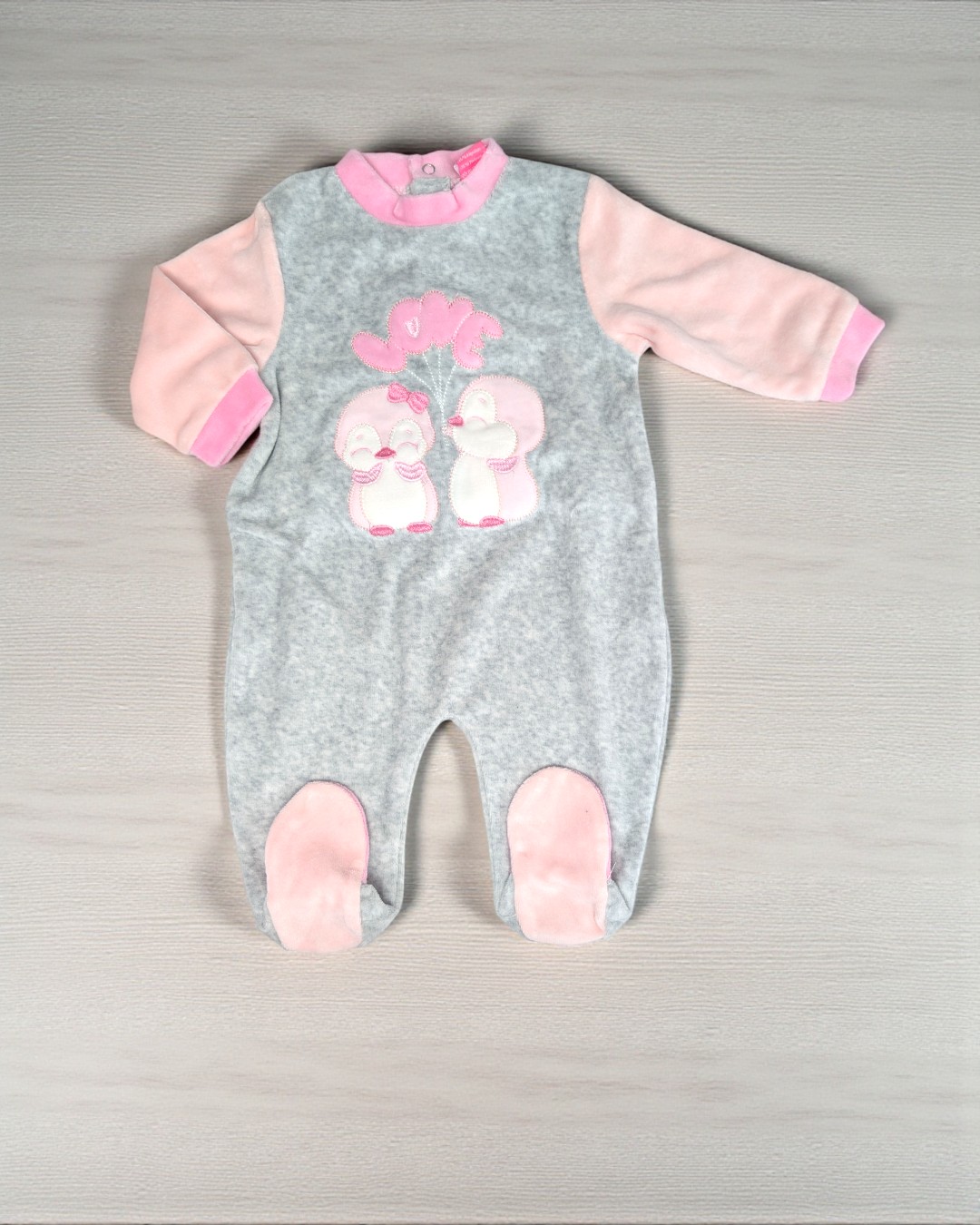Babygrow de veludo Pinguins Love