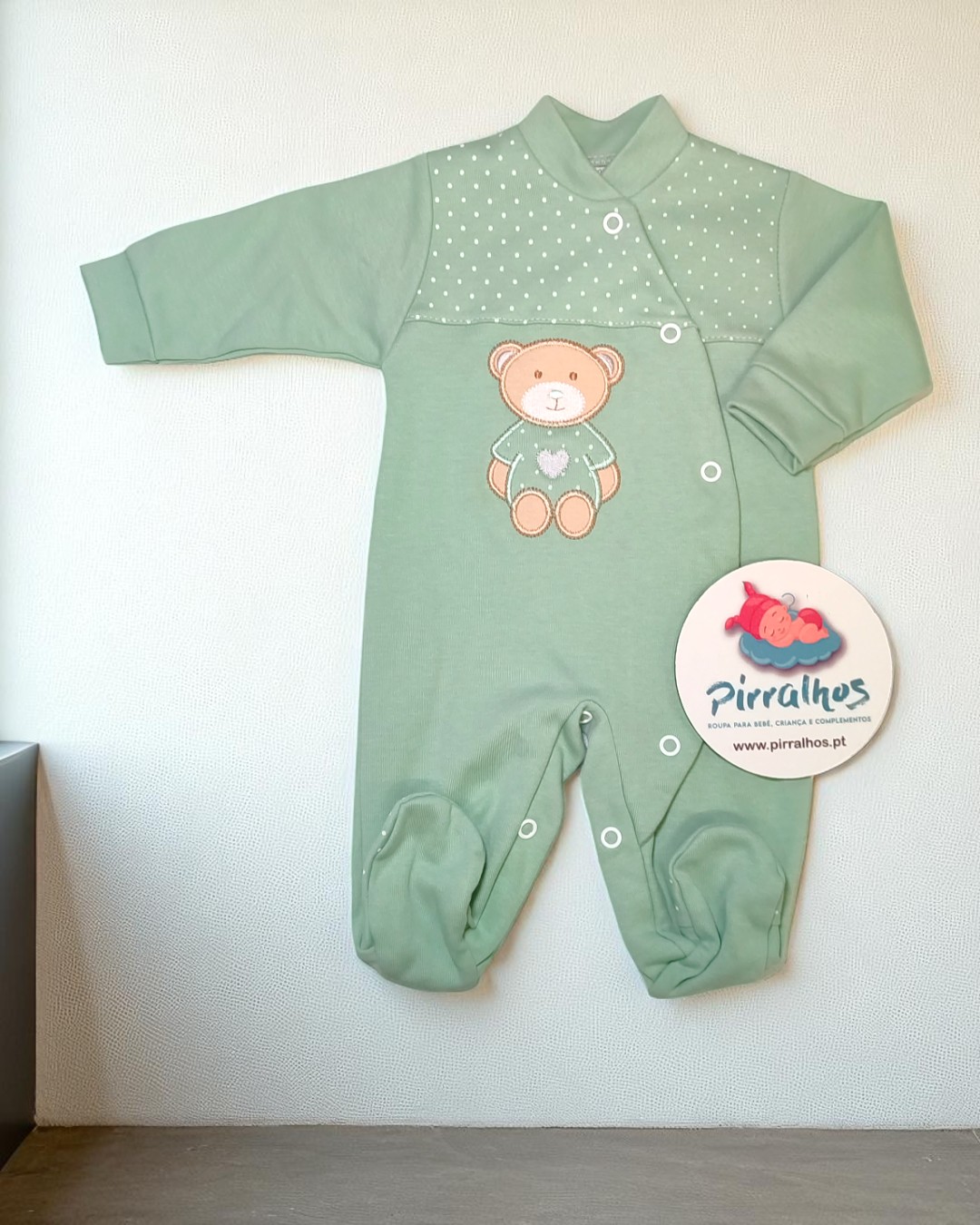 Babygrow de algodão Ursinho com coração