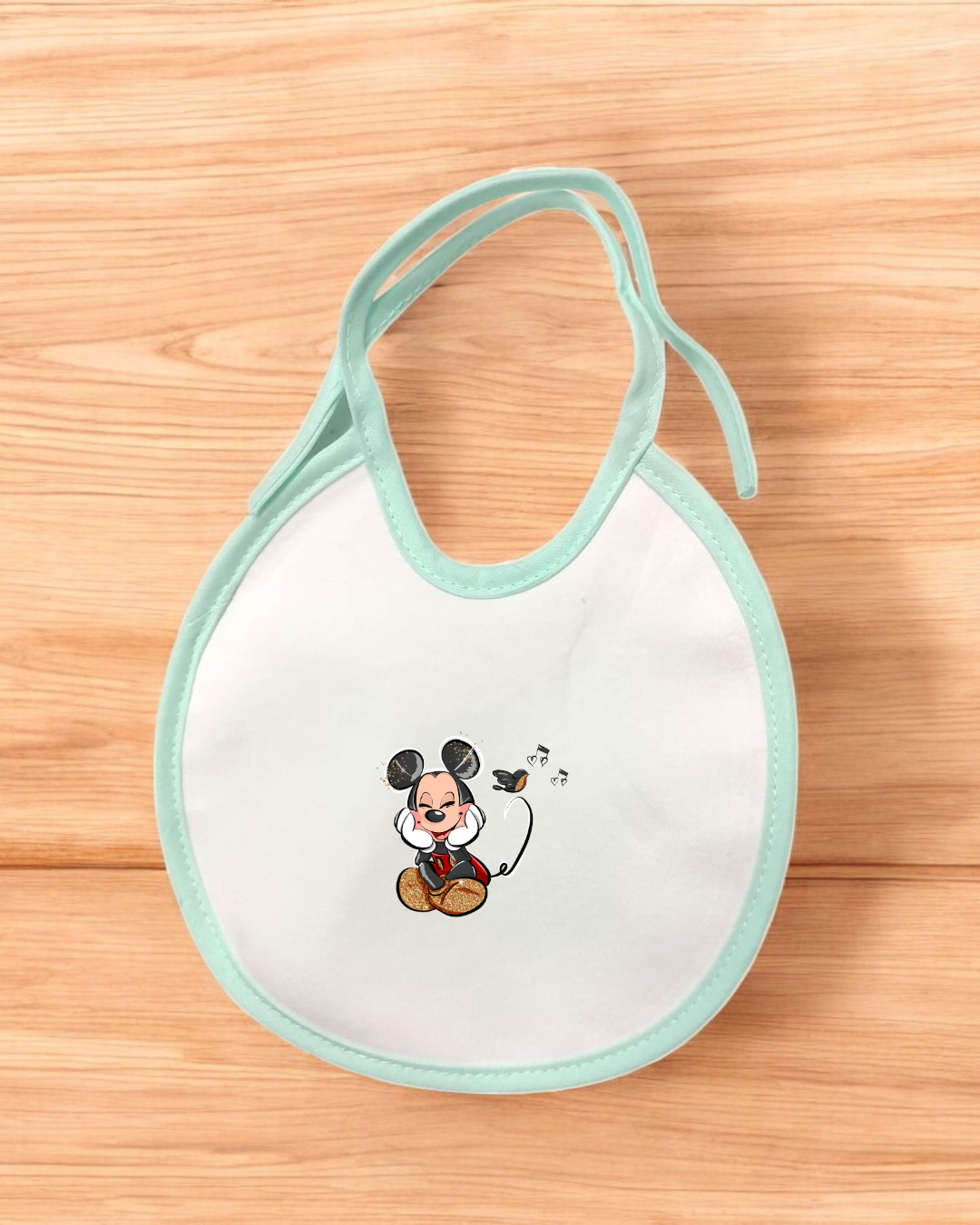 Babete impermeável redondo Mickey Música- 12 cores à escolha, Exclusivo Pirralhos