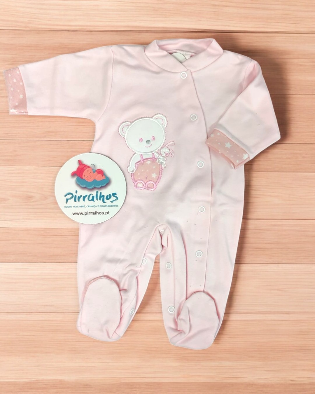 Babygrow de algodão Ursinho com coelho ao colo