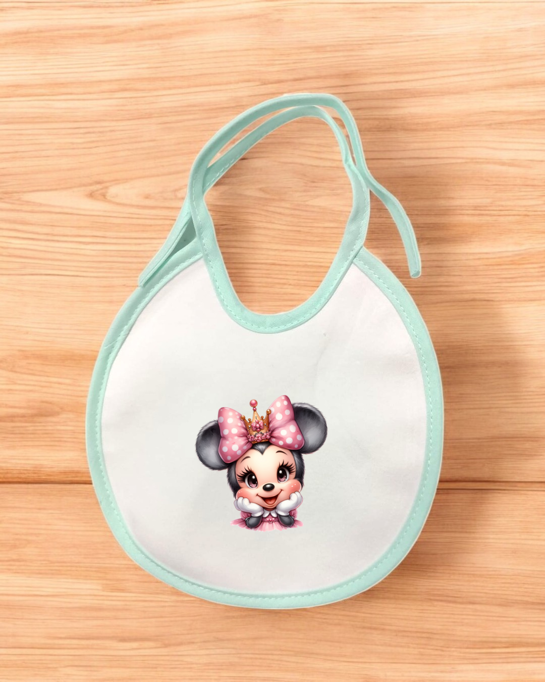 Babete impermeável redondo Minnie Coroa - 12 cores à escolha, Exclusivo Pirralhos