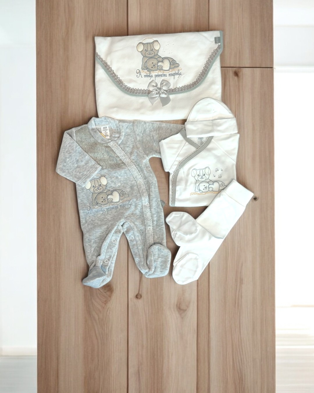 Conjunto de primeira roupa de veludo Pai e Filho(a)