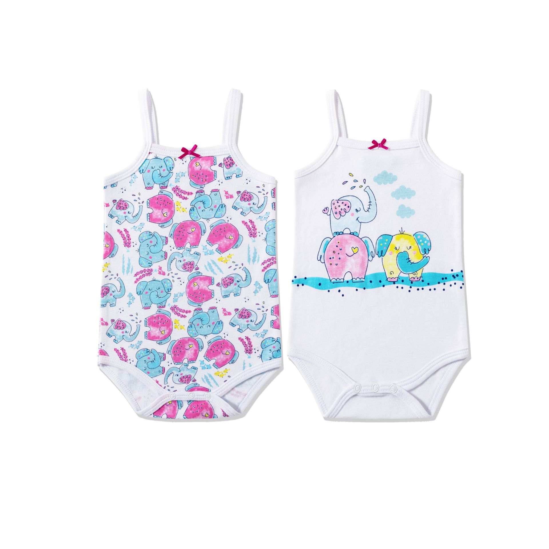 Pack de 2 bodys de alça Elefantes coloridos
