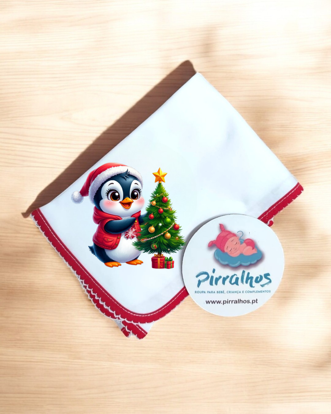 Fralda de algodão Pinguim e árvore de Natal - EXCLUSIVA PIRRALHOS - 14 cores à escolha