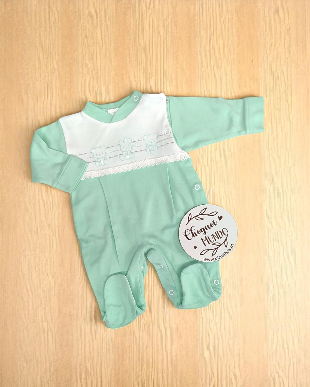 Babygrow de algodão Ursinho com coroa