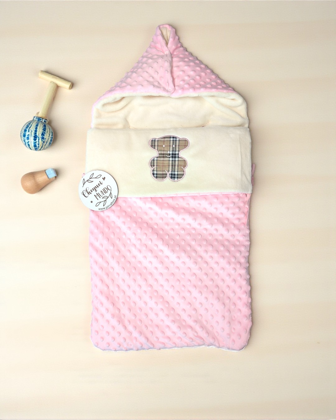 Saco de ovo/ Saco de dormir/ saco de transporte Ursinho Xadrez