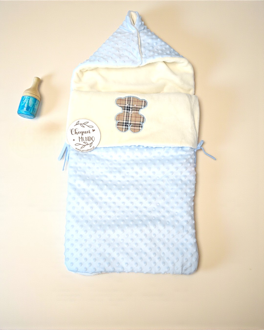 Saco de ovo/ Saco de dormir/ saco de transporte Ursinho Xadrez