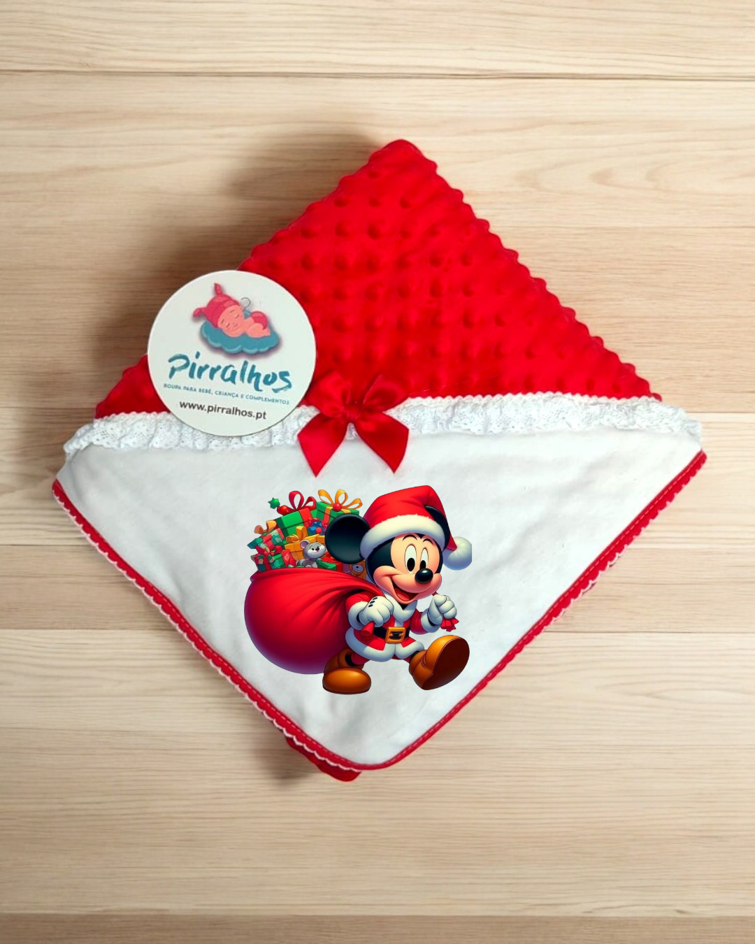 Manta Pipoca Mickey Natal - Exclusivo PIRRALHOS - 8 Cores à escolha