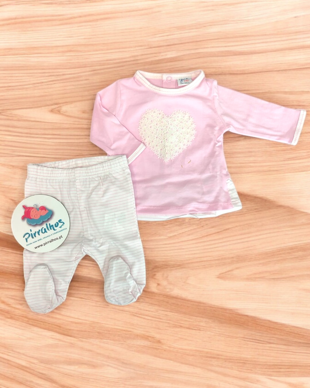 Pijama de duas peças de algodão Flores